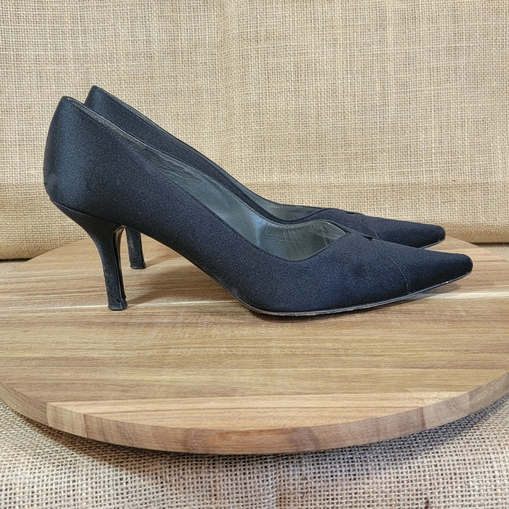Stuart Weitzman Black Fabric Pointed Toe Classic Heel Pumps Women's Size‎ 8M